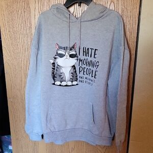 Gray Cat Hoodie for Pet Lovers